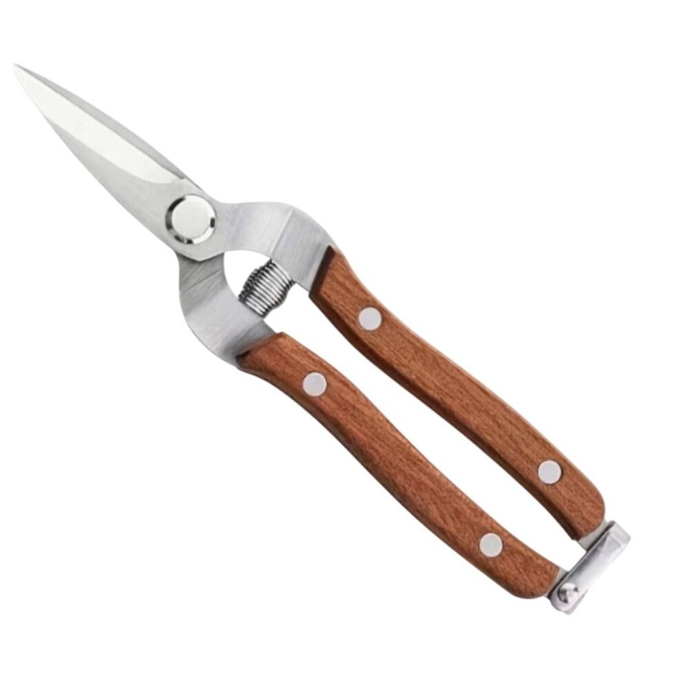 Premium Fruit Picking Scissors Wooden Handle Garden Pruning Shears 7.5 in